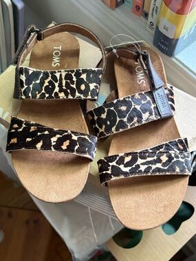 TOMS “Tierra” Leopard-Print Adjustable Strap Sandals - Brown/Tan
